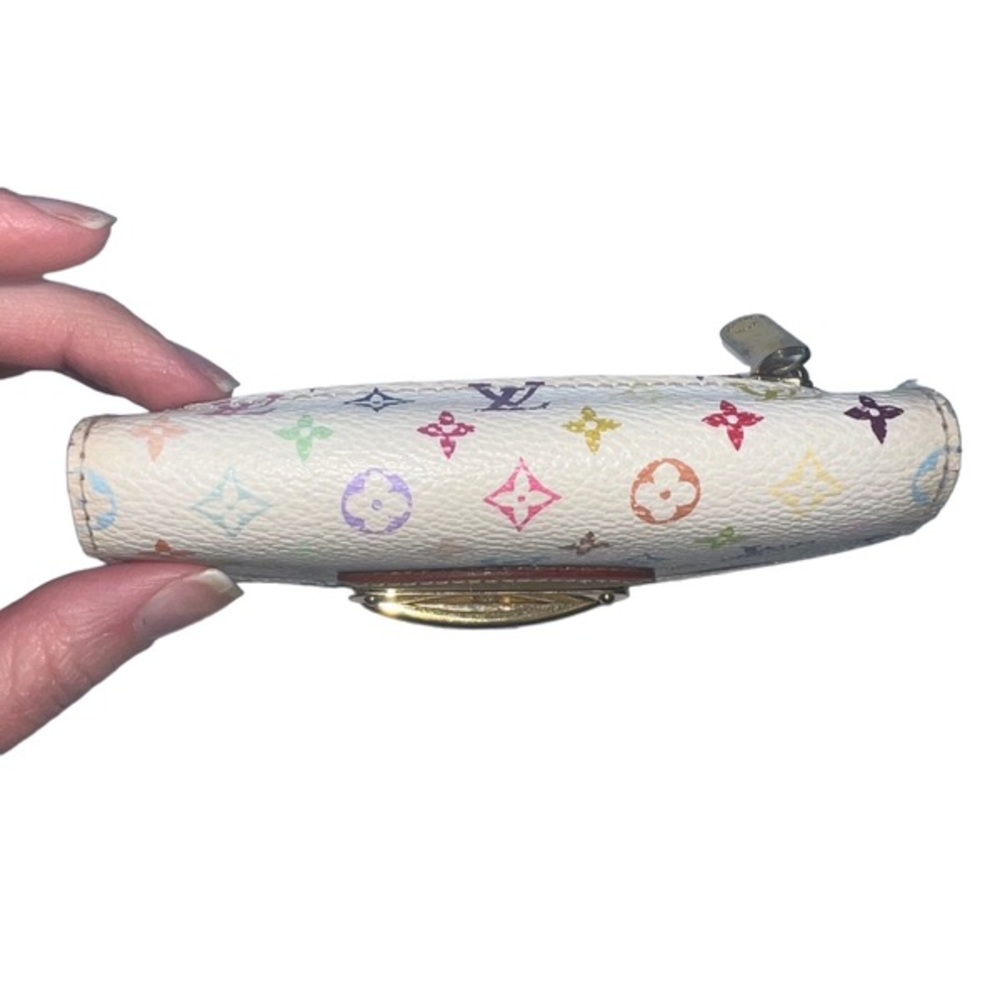Authentic Louis Vuitton x Takashi Murakami White Multicolor Joey Wallet - Picture 5 of 17